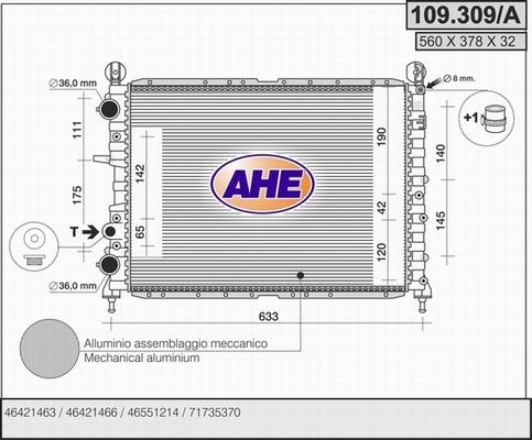 AHE 109.309/A - Radiatore, Raffreddamento motore www.autoricambit.com