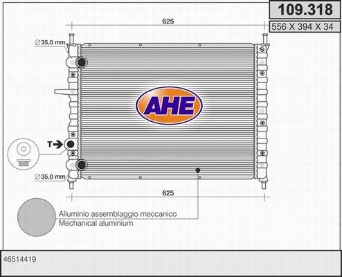 AHE 109.318 - Radiatore, Raffreddamento motore www.autoricambit.com