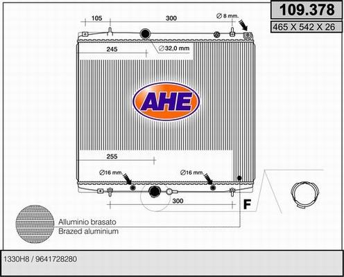 AHE 109.378 - Radiatore, Raffreddamento motore www.autoricambit.com