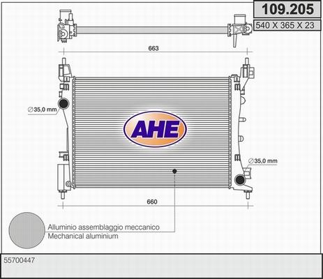 AHE 109.205 - Radiatore, Raffreddamento motore www.autoricambit.com