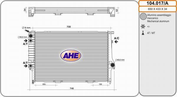 AHE 104.017/A - Radiatore, Raffreddamento motore www.autoricambit.com