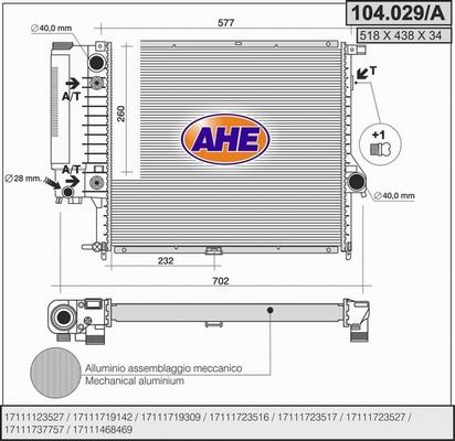 AHE 104.029/A - Radiatore, Raffreddamento motore www.autoricambit.com