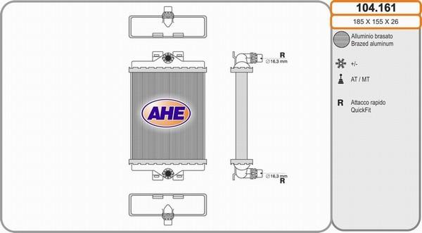 AHE 104.161 - Radiatore, Raffreddamento motore www.autoricambit.com