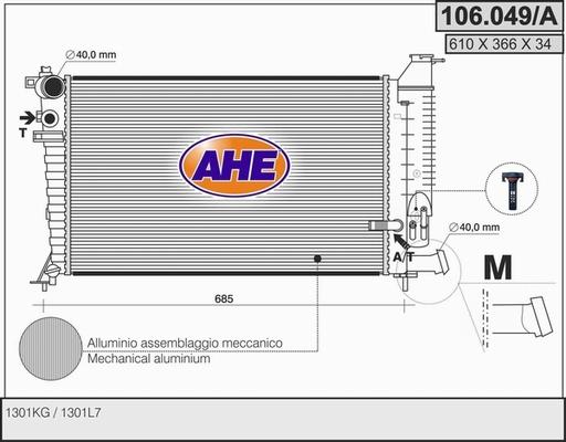 AHE 106.049/A - Radiatore, Raffreddamento motore www.autoricambit.com