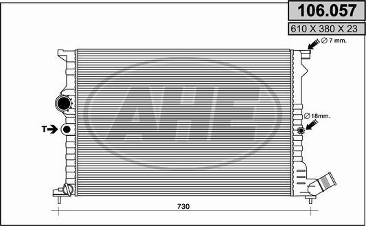 AHE 106.057 - Radiatore, Raffreddamento motore www.autoricambit.com