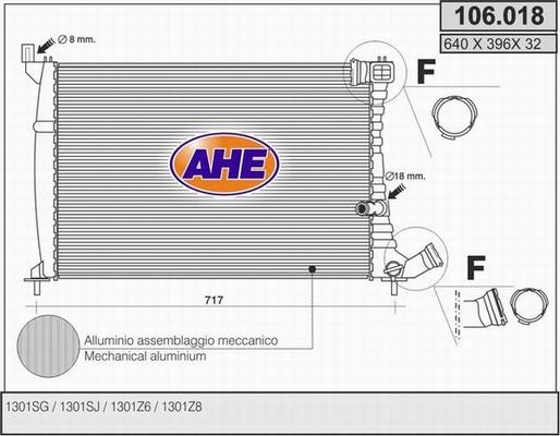 AHE 106.018 - Radiatore, Raffreddamento motore www.autoricambit.com