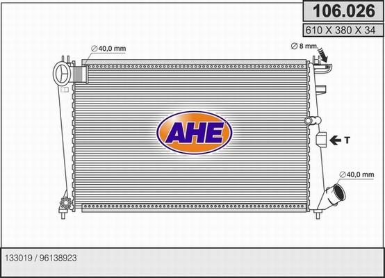 AHE 106.026 - Radiatore, Raffreddamento motore www.autoricambit.com