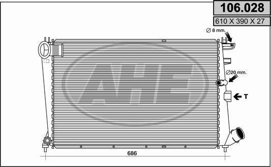 AHE 106.028 - Radiatore, Raffreddamento motore www.autoricambit.com