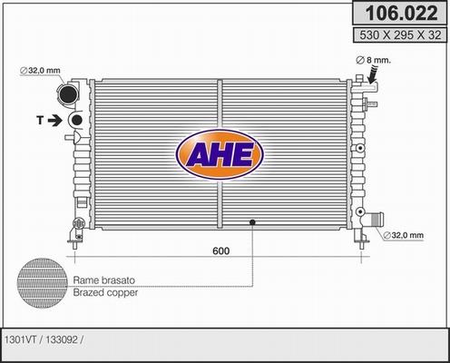 AHE 106.022 - Radiatore, Raffreddamento motore www.autoricambit.com