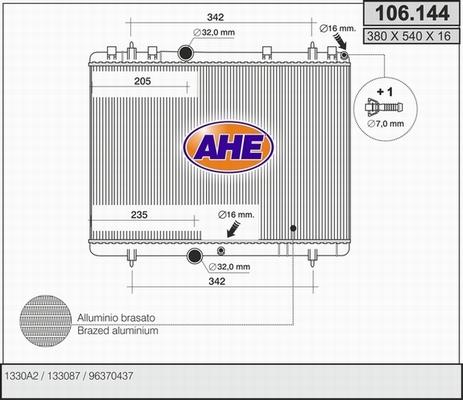 AHE 106.144 - Radiatore, Raffreddamento motore www.autoricambit.com