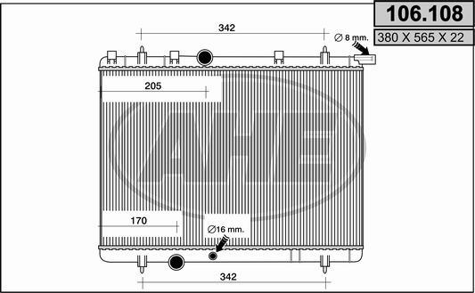 AHE 106.108 - Radiatore, Raffreddamento motore www.autoricambit.com