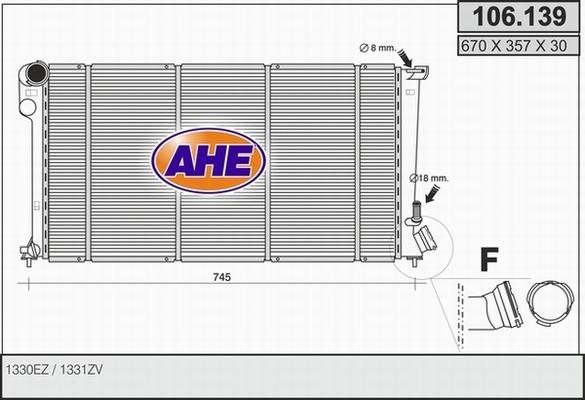 AHE 106.139 - Radiatore, Raffreddamento motore www.autoricambit.com