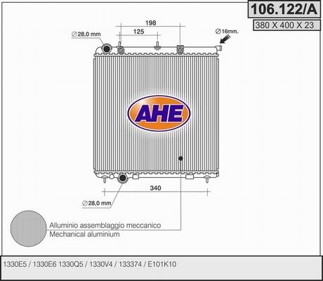 AHE 106.122/A - Radiatore, Raffreddamento motore www.autoricambit.com