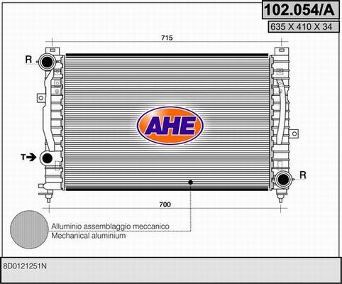 AHE 102.054/A - Radiatore, Raffreddamento motore www.autoricambit.com