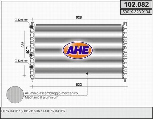 AHE 102.082 - Radiatore, Raffreddamento motore www.autoricambit.com