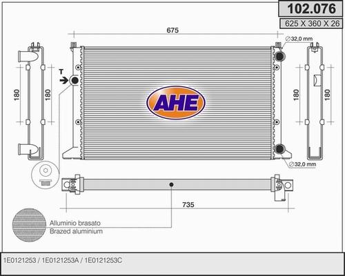 AHE 102.076 - Radiatore, Raffreddamento motore www.autoricambit.com