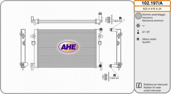 AHE 102.197/A - Radiatore, Raffreddamento motore www.autoricambit.com