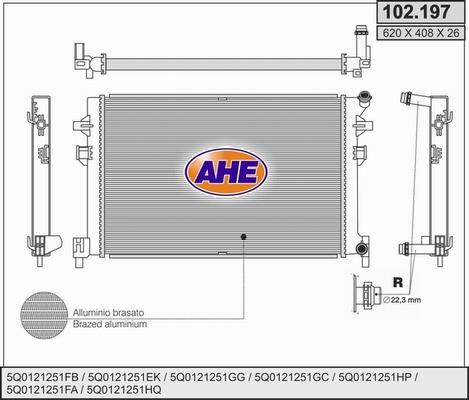 AHE 102.197 - Radiatore, Raffreddamento motore www.autoricambit.com