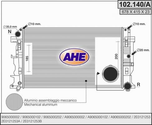 AHE 102.140/A - Radiatore, Raffreddamento motore www.autoricambit.com