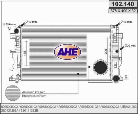 AHE 102.140 - Radiatore, Raffreddamento motore www.autoricambit.com