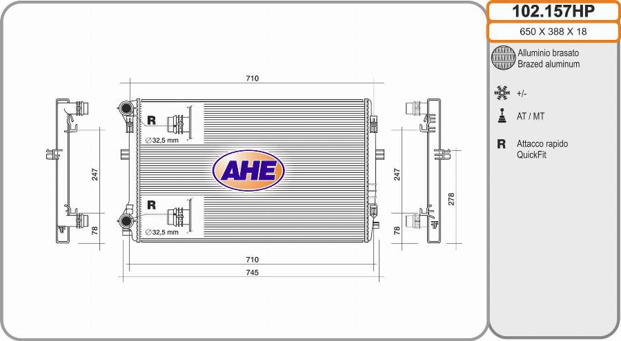 AHE 102.157HP - Radiatore, Raffreddamento motore www.autoricambit.com