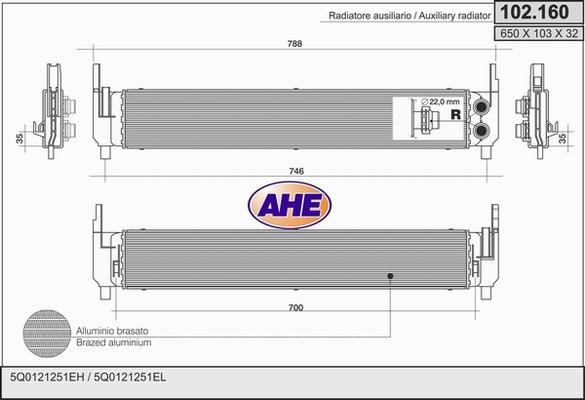 AHE 102.160 - Radiatore, Raffreddamento motore www.autoricambit.com