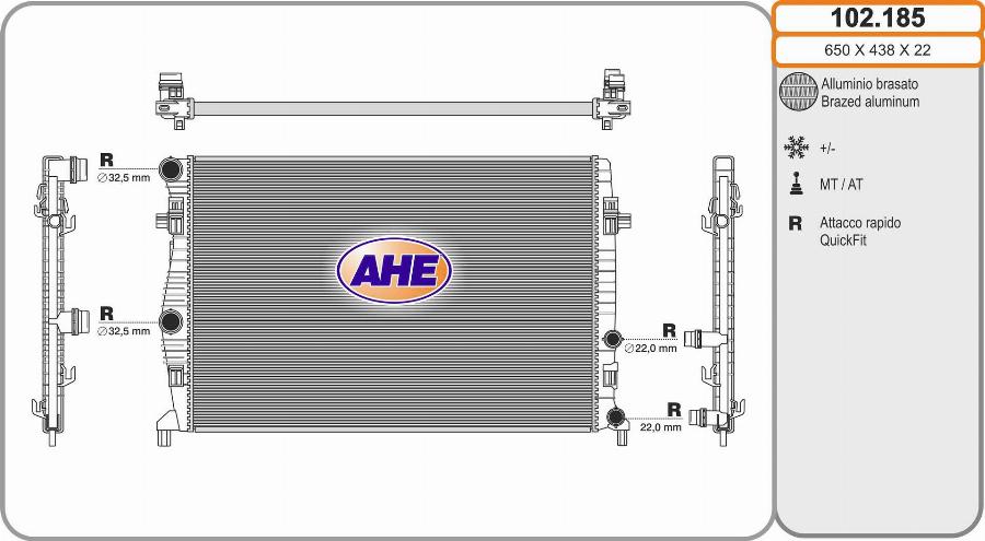 AHE 102.185 - Radiatore, Raffreddamento motore www.autoricambit.com