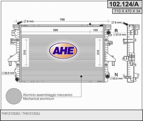 AHE 102.124/A - Radiatore, Raffreddamento motore www.autoricambit.com