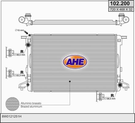 AHE 102.200 - Radiatore, Raffreddamento motore www.autoricambit.com