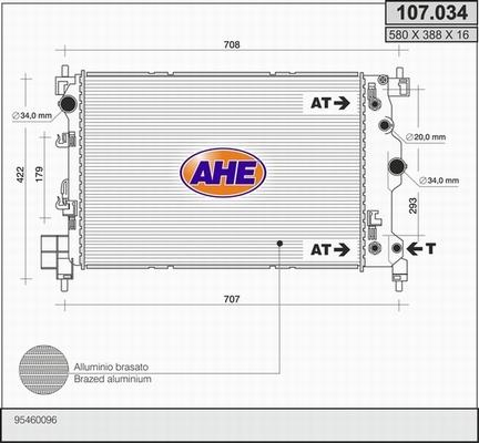 AHE 107.034 - Radiatore, Raffreddamento motore www.autoricambit.com
