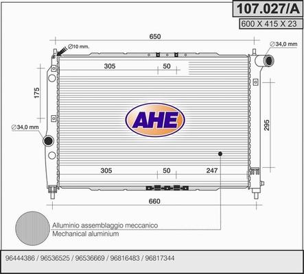 AHE 107.027/A - Radiatore, Raffreddamento motore www.autoricambit.com