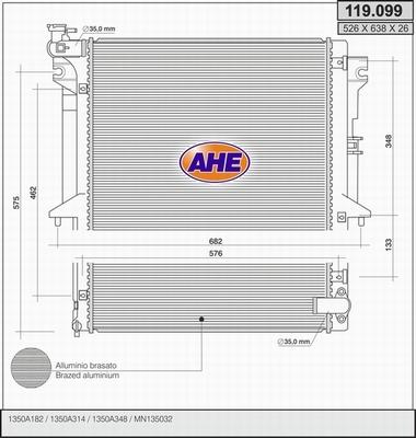 AHE 119.099 - Radiatore, Raffreddamento motore www.autoricambit.com