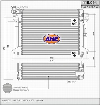 AHE 119.094 - Radiatore, Raffreddamento motore www.autoricambit.com