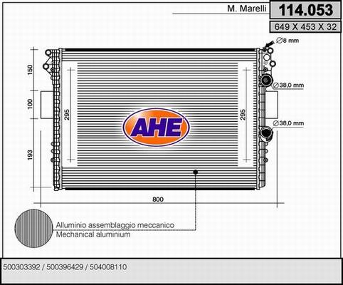 AHE 114.053 - Radiatore, Raffreddamento motore www.autoricambit.com