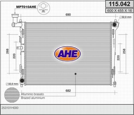 AHE 115.042 - Radiatore, Raffreddamento motore www.autoricambit.com