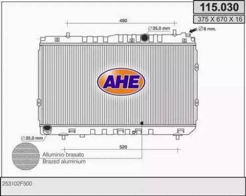 AHE 115.030 - Radiatore, Raffreddamento motore www.autoricambit.com