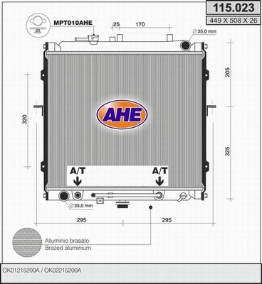 AHE 115.023 - Radiatore, Raffreddamento motore www.autoricambit.com