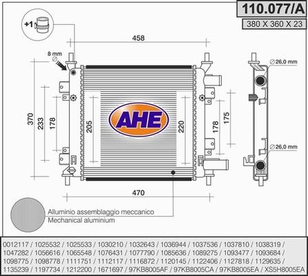 AHE 110.077/A - Radiatore, Raffreddamento motore www.autoricambit.com