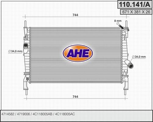 AHE 110.141/A - Radiatore, Raffreddamento motore www.autoricambit.com