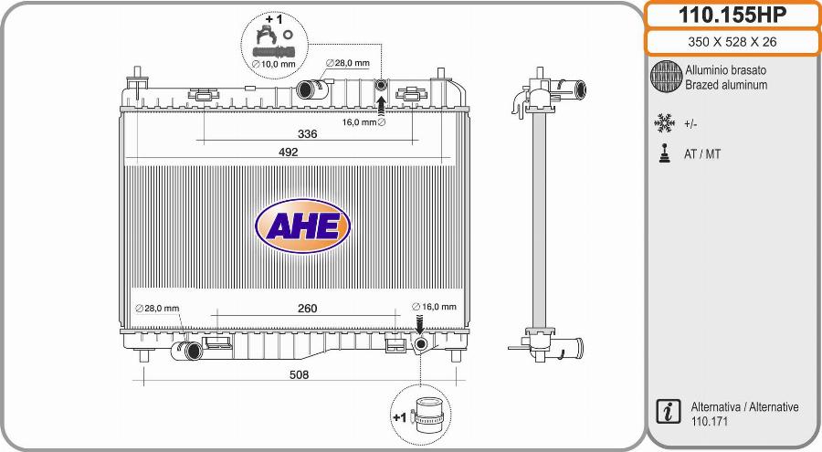 AHE 110.155HP - Radiatore, Raffreddamento motore www.autoricambit.com