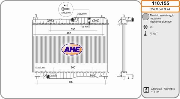 AHE 110.155 - Radiatore, Raffreddamento motore www.autoricambit.com