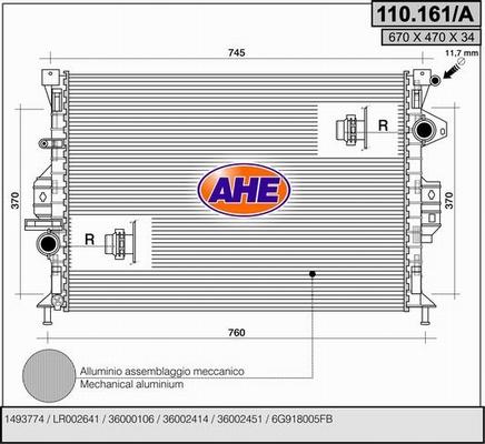 AHE 110.161/A - Radiatore, Raffreddamento motore www.autoricambit.com