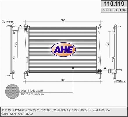 AHE 110.119 - Radiatore, Raffreddamento motore www.autoricambit.com