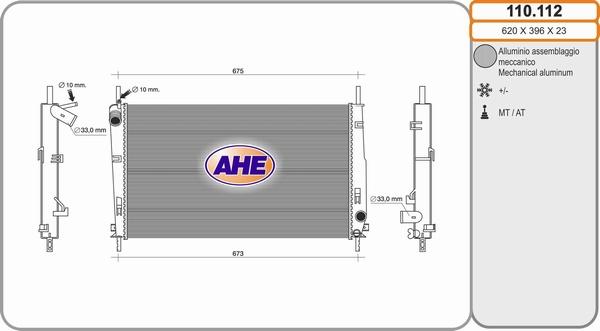 AHE 110.112 - Radiatore, Raffreddamento motore www.autoricambit.com