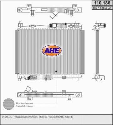 AHE 110.186 - Radiatore, Raffreddamento motore www.autoricambit.com