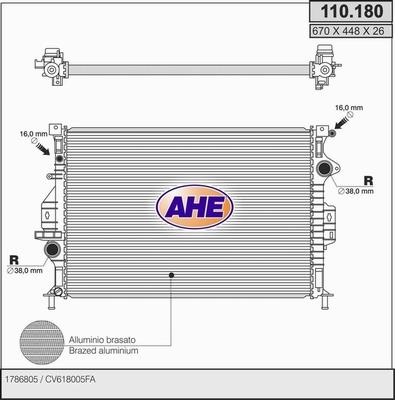 AHE 110.180 - Radiatore, Raffreddamento motore www.autoricambit.com