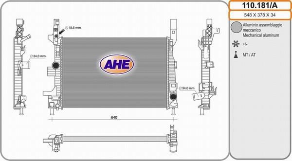 AHE 110.181/A - Radiatore, Raffreddamento motore www.autoricambit.com