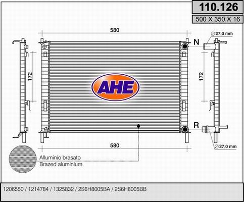 AHE 110.126 - Radiatore, Raffreddamento motore www.autoricambit.com