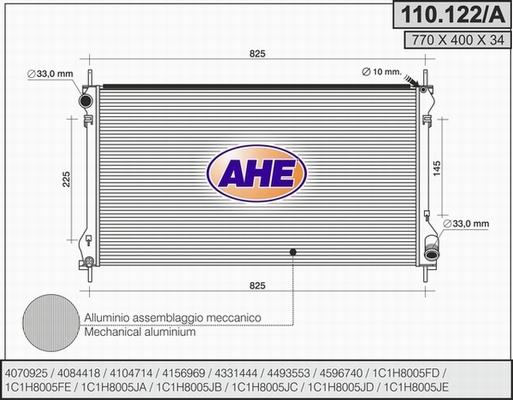 AHE 110.122/A - Radiatore, Raffreddamento motore www.autoricambit.com