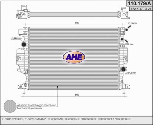 AHE 110.179/A - Radiatore, Raffreddamento motore www.autoricambit.com